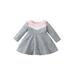 KelaJuan Infant Baby Girl A-Line Dress Contrast Color Long Sleeve Round Neck Spring Autumn Casual Dress