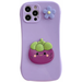 Girls Women Creative Funny Cute 3D Fruit Eggplant Strawberry Peach Decoration Slim Waist Soft TPU Silicone Rubber Phone Case Cover for iPhone Full Body Protection -iPhone 12 Pro Max-Eggplant