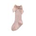 Mildsown Toddler Baby Girls Socks 1 Pair Cotton Infant Kids Elastic Cuff Solid Bow Decor Middle Length Baby Stockings Sock