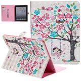 iPad 4 Case iPad 3 Case iPad 2 Case Allytech 3D Pattern PU Leather Protective Smart Case with Auto Sleep Wake Folio Kickstand Cards Slots Wallet Case Cover for Apple iPad 2 3 4 Tree Girl