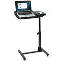 ZENSTYLE Rolling Table Overbed Desk Laptop Cart Stand Adjustable Lockable Wheels Black