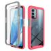 OnePlus Nord N200 5G Case with Glass Screen Protector Dteck Full Coverage Rugged Shockproof Case Transparent Clear Hard Back Protective Cover for OnePlus Nord N200 5G 2021 Rose