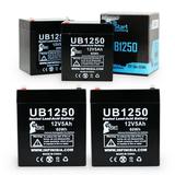 4x Pack - Compatible Yuasa NPH5-12 Battery - Replacement UB1250 Universal Sealed Lead Acid Battery (12V 5Ah 5000mAh F1 Terminal AGM SLA) - Includes 8 F1 to F2 Terminal Adapters