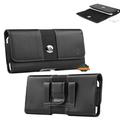 For Samsung Galaxy S21 FE/ Fan Edition Universal Leather Case with Belt Clip and Loop Holster Phone Cover Magnetic Closure Horizontal Carry-on Pouch - Black