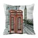 ABPHQTO Red Phone Booth On The Street In London Pillow Case Pillow Cover Pillow Protector Two Sides For Couch Bed 18x18 Inch