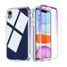 UUCOVERS iPhone SE Case Clear 2022/2020 iPhone 8/7 Clear Case [Tempered Glass Screen Protector] Full Body Protective Shockproof Hard PC Soft TPU Case for iPhone SE (4.7 inch) Clear Purple+Clear