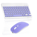 Rechargeable Bluetooth Keyboard and Mouse Combo Ultra Slim Full-Size Keyboard and Mouse for Samsung Galaxy Tab 4 10.1 (2015) and All Bluetooth Enabled Mac/Tablet/iPad/PC/Laptop - Violet Purple