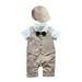 StylesILove Baby Boy Formal Wear Romper and Hat 2-Piece Outfit for Wedding Birthday Holiday and Special Occasion (Khaki (with Bowtie) 80/6-12 Months)