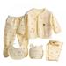 BULLPIANO Unisex Newborn Baby Layette Gift Set 5-Piece Cotton Top Pants Hat Bib Suit Outfit Clothes Sets for 0-3M