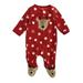 Carters Infant Girls Red Fleece Reindeer Snowflake Holiday Sleeper Pajamas NB