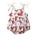 Summer Baby Toddler Girls Valentine s Day Bodysuit Heart Print Halter Neck Sleeveless Jumpsuit Romper