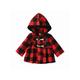 Peyakidsaa Toddler Baby Girls Hooded Coat Plaid Print Long Sleeves Horn Button Closure Autumn Winter A-Line Jacket