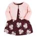 Hudson Baby Baby Girls Cotton Dress and Cardigan Set Burgundy Floral 12-18 Months