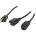 C2G 29805 16 AWG 1-to-2 Power Cord Splitter - 1 NEMA 5-15P to 2 NEMA 5-15R TAA Compliant Black (3 Feet 0.91 Meters)