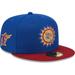 Men's New Era Royal/Red Florida Marlins Alternate Throwback Logo Primary Jewel Gold Undervisor 59FIFTY Fitted Hat