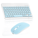 Rechargeable Bluetooth Keyboard and Mouse Combo Ultra Slim Full-Size Keyboard and Ergonomic Mouse for Samsung Galaxy Tab A 8.4 (2020) and All Bluetooth Enabled Mac/Tablet/iPad/PC/Laptop - Sky Blue