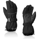 Zando Snow Gloves for Kids Winter Gloves for Girls Waterproof Ski Gloves for Boys Toddler Gloves for Cold Weather Black 11-14
