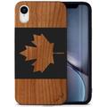 Wood phone case for iPhone XR compatible protective cell phone cover shockproof slim fit laser engraved Canada Flag design Black wood case for Men & Women by CaseYard