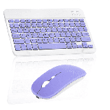 Rechargeable Bluetooth Keyboard and Mouse Combo Ultra Slim Full-Size Keyboard and Ergonomic Mouse for Samsung Galaxy Note Pro 12.2 and All Bluetooth Enabled Mac/Tablet/iPad/PC/Laptop - Violet Purple