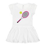 Inktastic Pink Tennis Racket and Ball Girls Toddler Dress