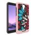 Capsule Case Compatible with Cricket Icon 2 [Shockproof Heavy Duty Brushed Design Women Girly Style Pink Black Phone Case Cover] for Cricket Icon 2 2020 U325AC (Abstract Flower)