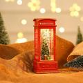 Christmas Ornament Old Interview Telephone Booth Small Oil Lamp (with 3 LR44 Button Battery) - Tree Suitable for Hanging #03