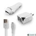 3-in-1 Chargers Bundle Car Kits for LG K3 K4 K8 K10 2017 Tribute HD Classic Stylus 2 K8V K8 K350N X screen (White)- 2.1Ah Car + Home Travel Charger Adapter (Dual Port) + USB Charging Cable