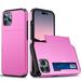 Suitable For iPhone14 Pro Mobile Phone Case Slide Card 2-in -1 Anti-fall Wallet Protective Cover Hotpink