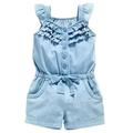 Toddler Baby Girls Boy Clothes Summer Romper Denim Blue Cotton Washed Jeans Sleeveless Bow Jumpsuit Kids Summer Outfits