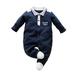 Kucnuzki Baby Boy Winter Clothes Newborn Baby Boys Casual Bodysuits Baby Boys Long Sleeve Cute Baby Letter Prints Gentle Lapel Button Bodysuits Blue