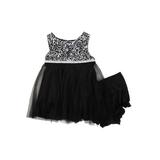 Marmellata Infant & Toddler Girls Black Sparkly Sequin Rose Party Dress 18-24m