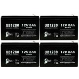 4x Pack - Compatible Cyberpower CP1350AVRLCD Battery - Replacement UB1280 Universal Sealed Lead Acid Battery (12V 8Ah 8000mAh F1 Terminal AGM SLA) - Includes 8 F1 to F2 Terminal Adapters