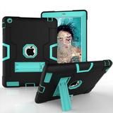 iPad 2 Case iPad 3 Case iPad 4 Case Allytech Three Layer Shockproof Armor Defender Protective Case Cover with Kickstand for iPad 2nd Gen / iPad 3rd Gen / iPad 4th Generation (Black/Aqua)