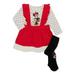 Disney Minnie Mouse Baby Girl Top Pinafore and Tights Outfit Set 3-Piece Sizes 0/3-24 Months