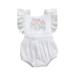 Newborn Baby Girls Ruffle Sleeveless Jumpsuit Embroidered Flower Backless Strappy Jumpsuit