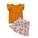 Dewadbow Toddler Kids Baby Girls Summer Outfit Tops Floral Shorts Set