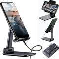 Cell Phone Stand Foldable Angle Height Adjustable Cell Phone Holder for Desk Portable iPad iPhone Cell Phone Stand (Black)