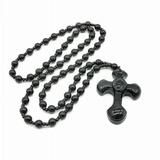 Black Obsidian Stone Cross Necklace Jewelry For Men Womens Pendants Amulet Gifts Z9Y7
