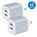 Charger Block 2PACK USB Wall Charger Adapter AILKIN 2.1A Dual Port Fast Charging Station Plug Charger Blocks iPhone Wall Charger Silver