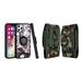 Bemz Ring Series Case for iPhone 14 Pro Max (TPU Silicone Cover with Magnetic Stand) and Vertical Rugged Nylon Belt Holster Pouch (Black White Marble/Green Camo)