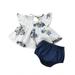 Canrulo Infant Baby Girls Flying Sleeves Floral Tops Dress + Short Bloomers White 6-12 Months