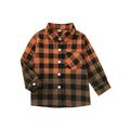 Musuos Kid Boy Girl Autumn Winter Coat Gradient Plaid Print Long Sleeve Lapel Jacket Button Closure Shirt