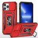 FIEWESEY iPhone 14 Case iPhone 14 Pro Case iPhone 14 Pro Max Case Military Grade Shockproof with Slide Camera Cover/Card Holder Hard Ring Stand for iPhone 14 Series - iPhone 14 Pro(Red)