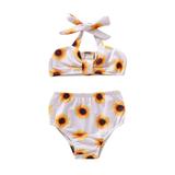 qucoqpe Toddler Baby Girls Swimsuit Summer Kids Clothes Leopard Print Sling Two Piece Halter Swimwear With Bow Beach Bathing Suit Gifts for Newborn