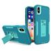 Allytech Case for iPhone X 2017/iPhone XS 2018 5.8 TPU + PC Hybrid Shockproof Cover with Magnetic Car Mount Flip Kickstand Non-Slip Rugged Case for iPhone XS/ iPhone X Lake Blue