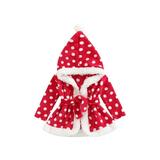 Sunisery Christmas Toddler Girls Hooded Bathrobe Sleepwear Contrast Color/Dot Print Plush Soft Baby Robe Pajamas with Belt