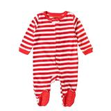 Leveret Kids Footed Fleece Pajama Striped Red and White 3 Year