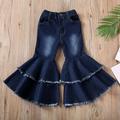 Huakaishijie Little Girls Vintage Jeans Skinny Denim High Waist Winter Flare Trousers