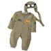 StylesILove Infant Toddler Baby Boy Army Air Force Baby Romper and Hat 2-pc Costume (100/18-24 Months)