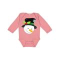 Inktastic Snowman With Hat Carrot Nose White Snowman Boys or Girls Long Sleeve Baby Bodysuit